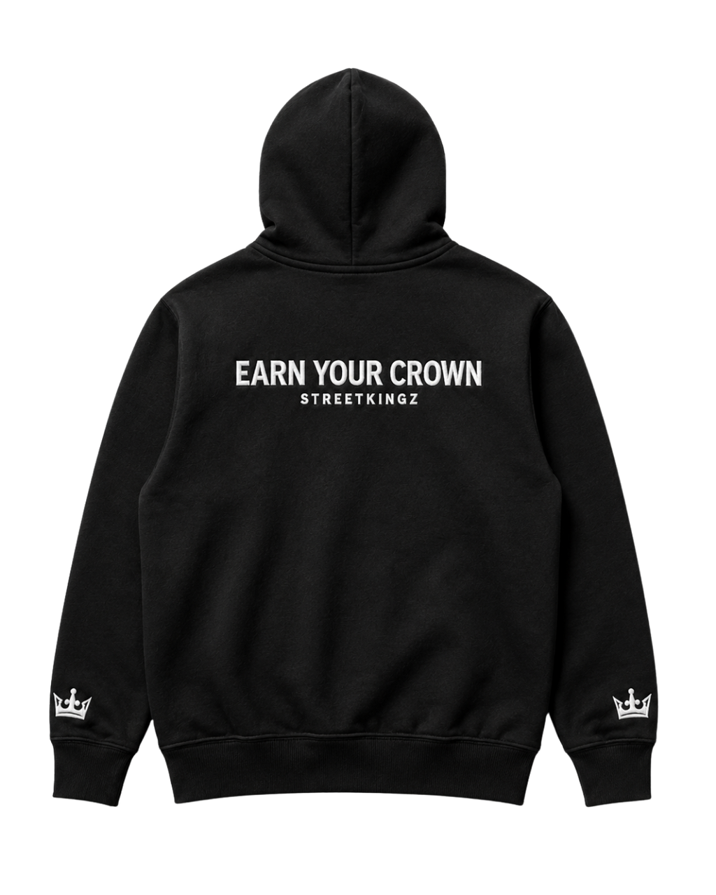 StreetKingz Hoodie — Black / White Embroidery