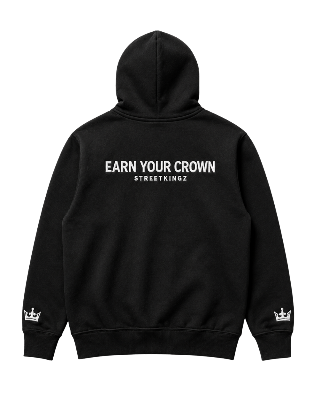 StreetKingz Hoodie — Black / White Embroidery