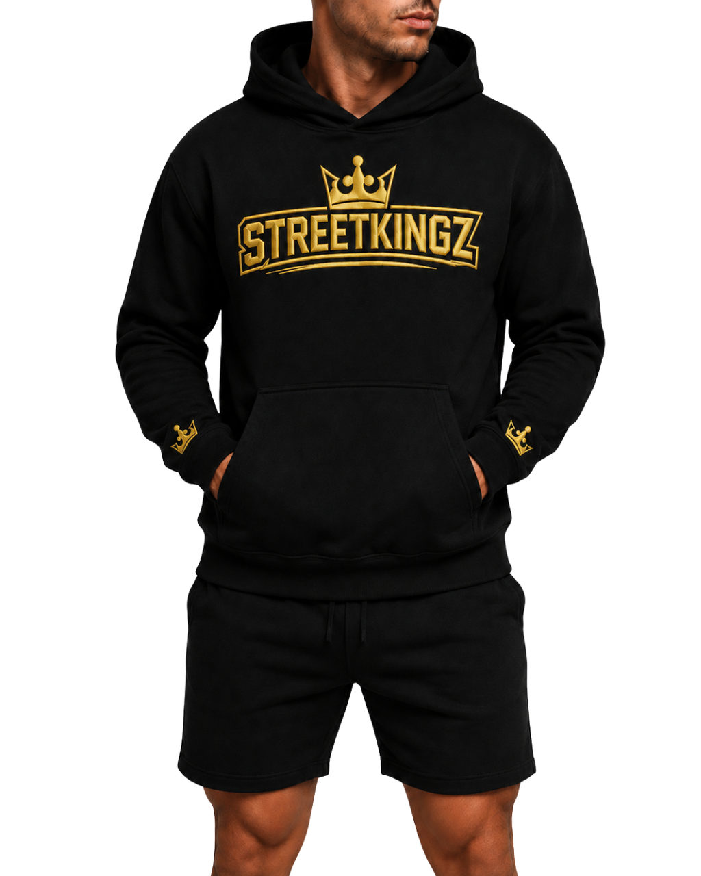 StreetKingz Hoodie — Black / Gold Embroidery