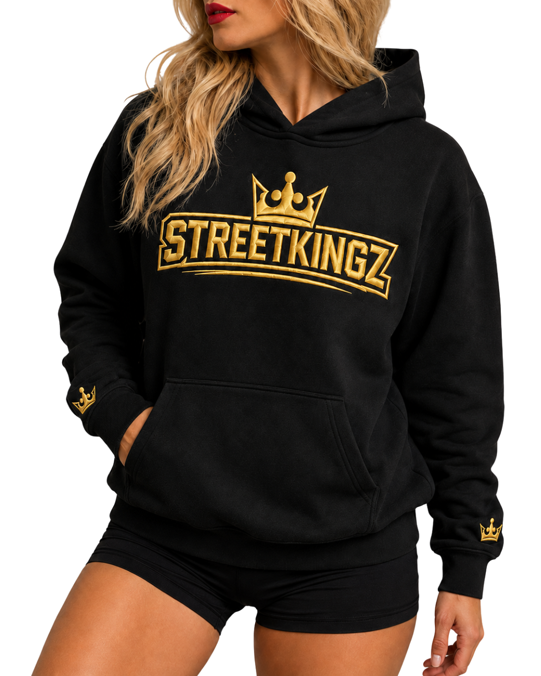 StreetKingz Hoodie — Black / Gold Embroidery