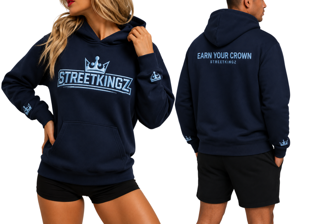 StreetKingz Hoodie — Navy / Baby Blue Embroidery