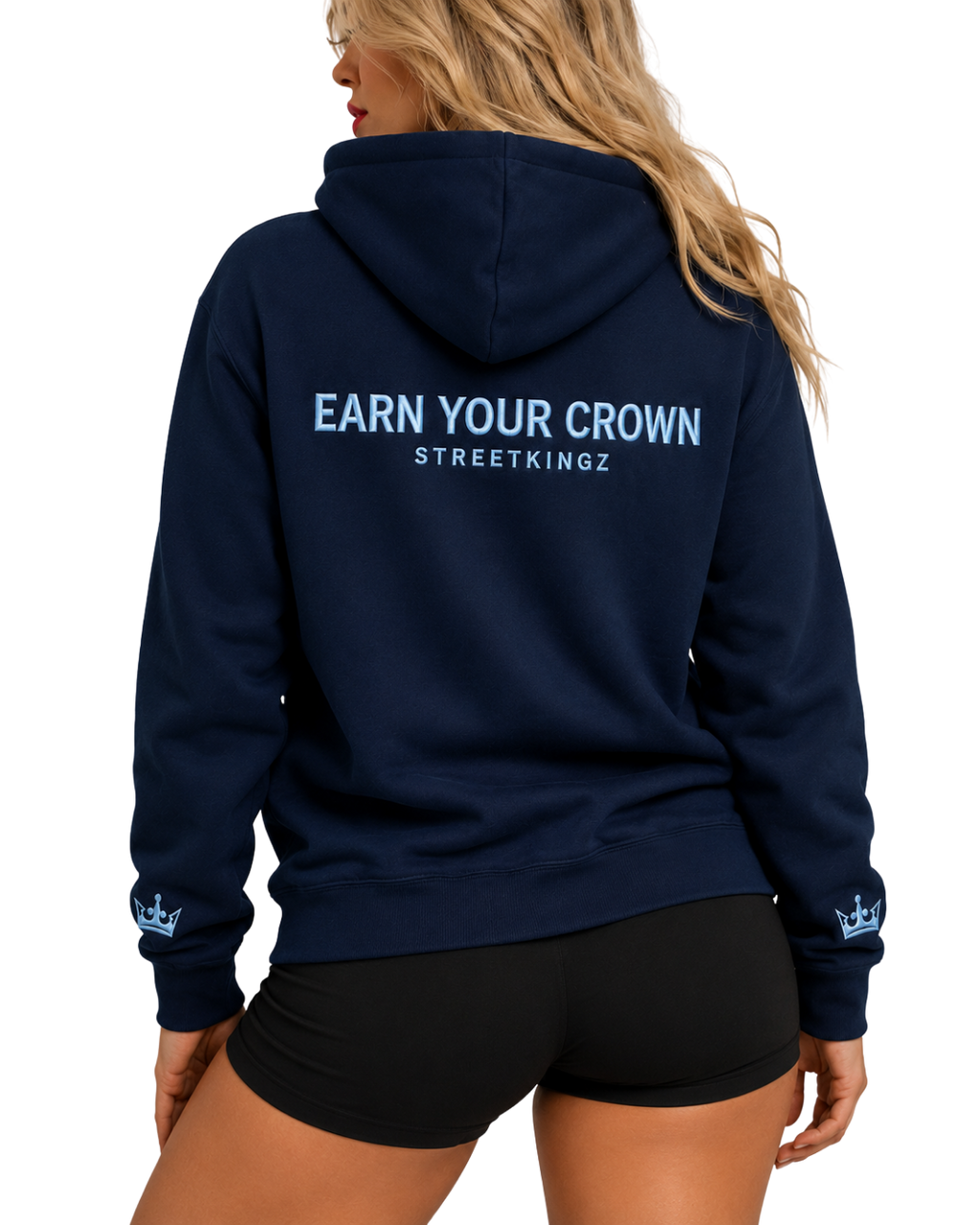 StreetKingz Hoodie — Navy / Baby Blue Embroidery