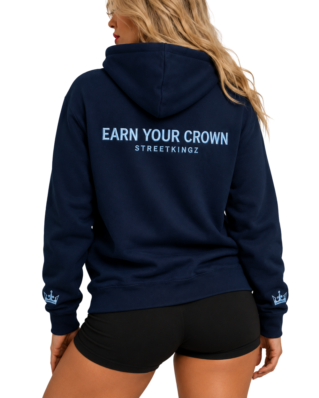 StreetKingz Hoodie — Navy / Baby Blue Embroidery