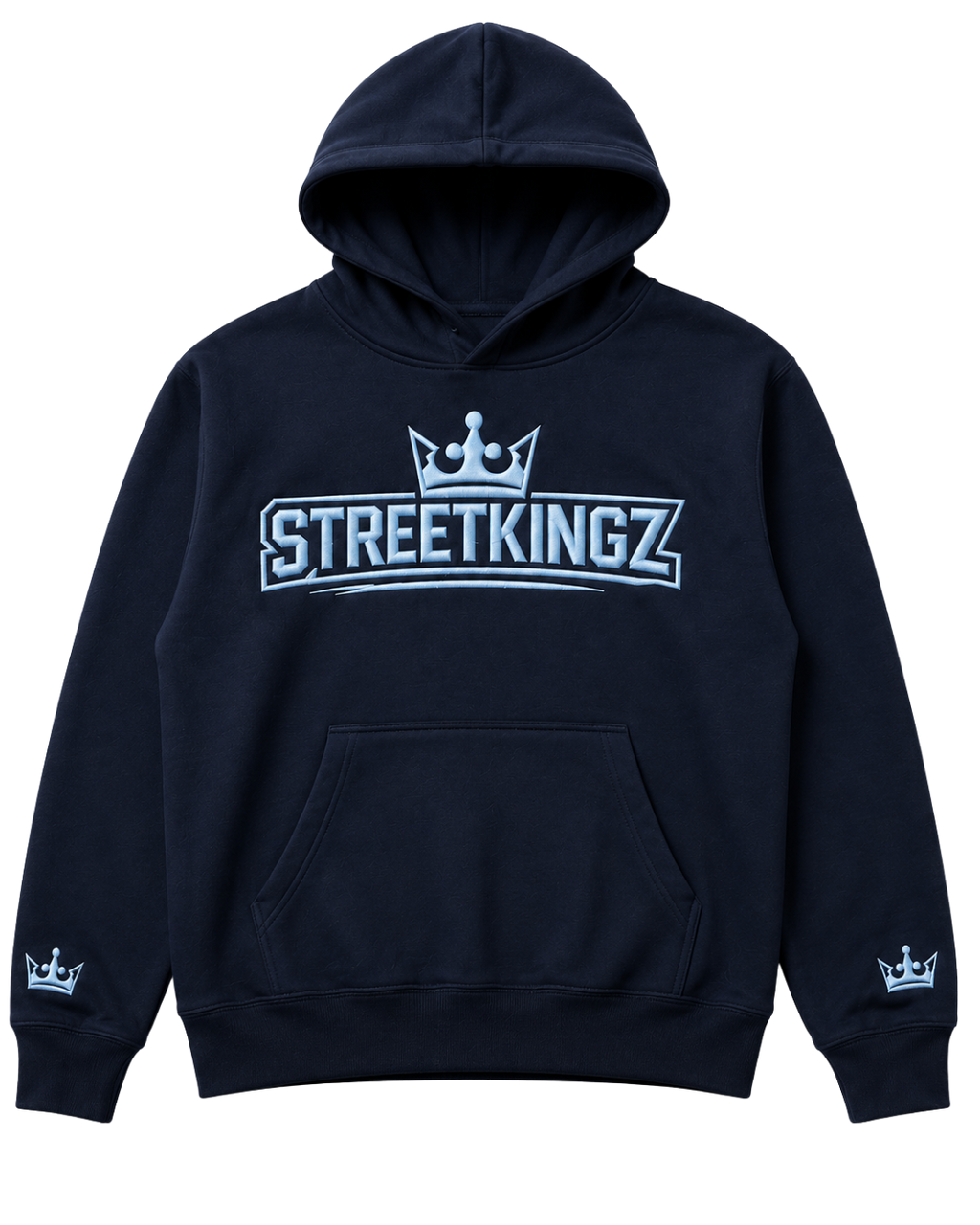 StreetKingz Hoodie — Navy / Baby Blue Embroidery