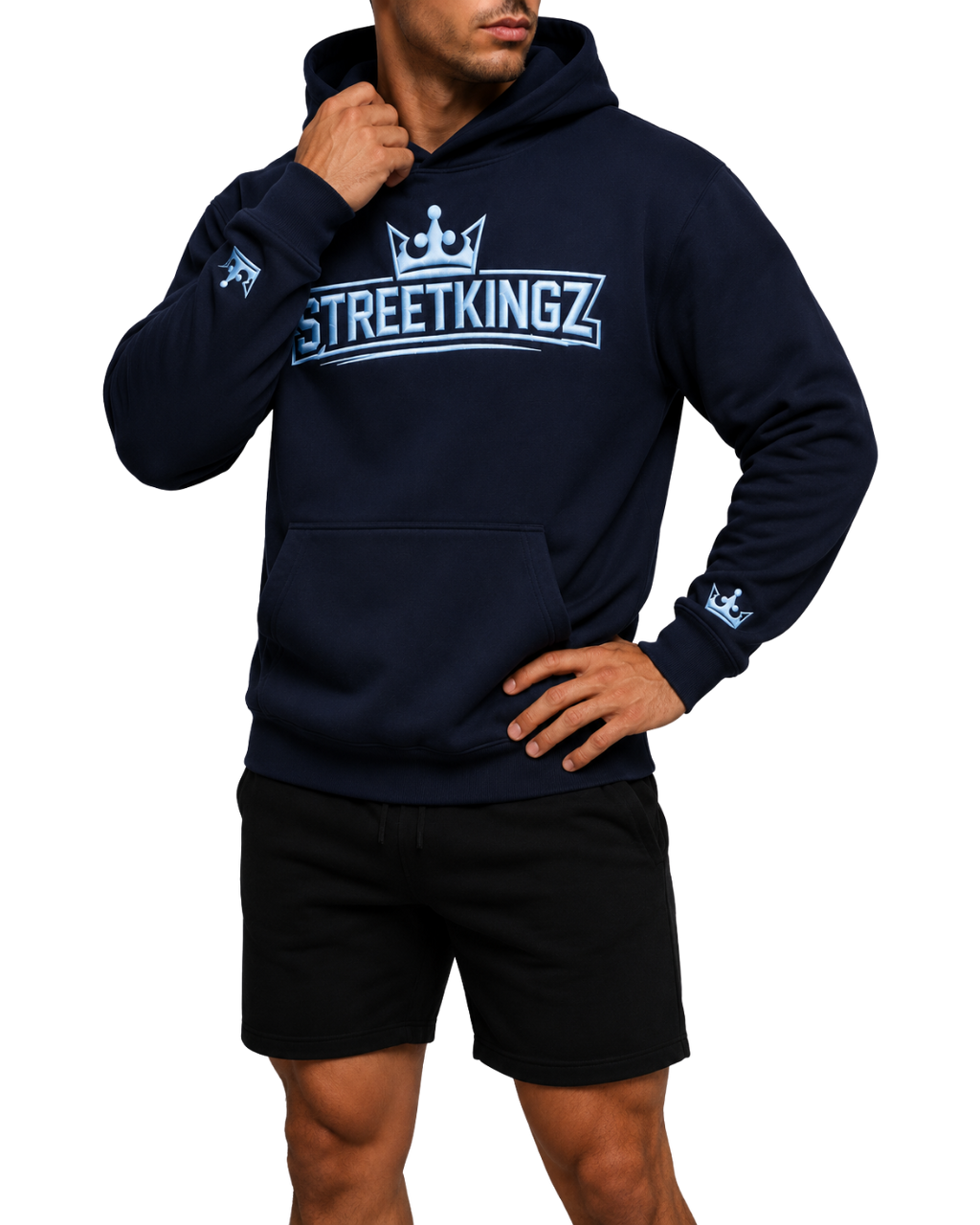 StreetKingz Hoodie — Navy / Baby Blue Embroidery