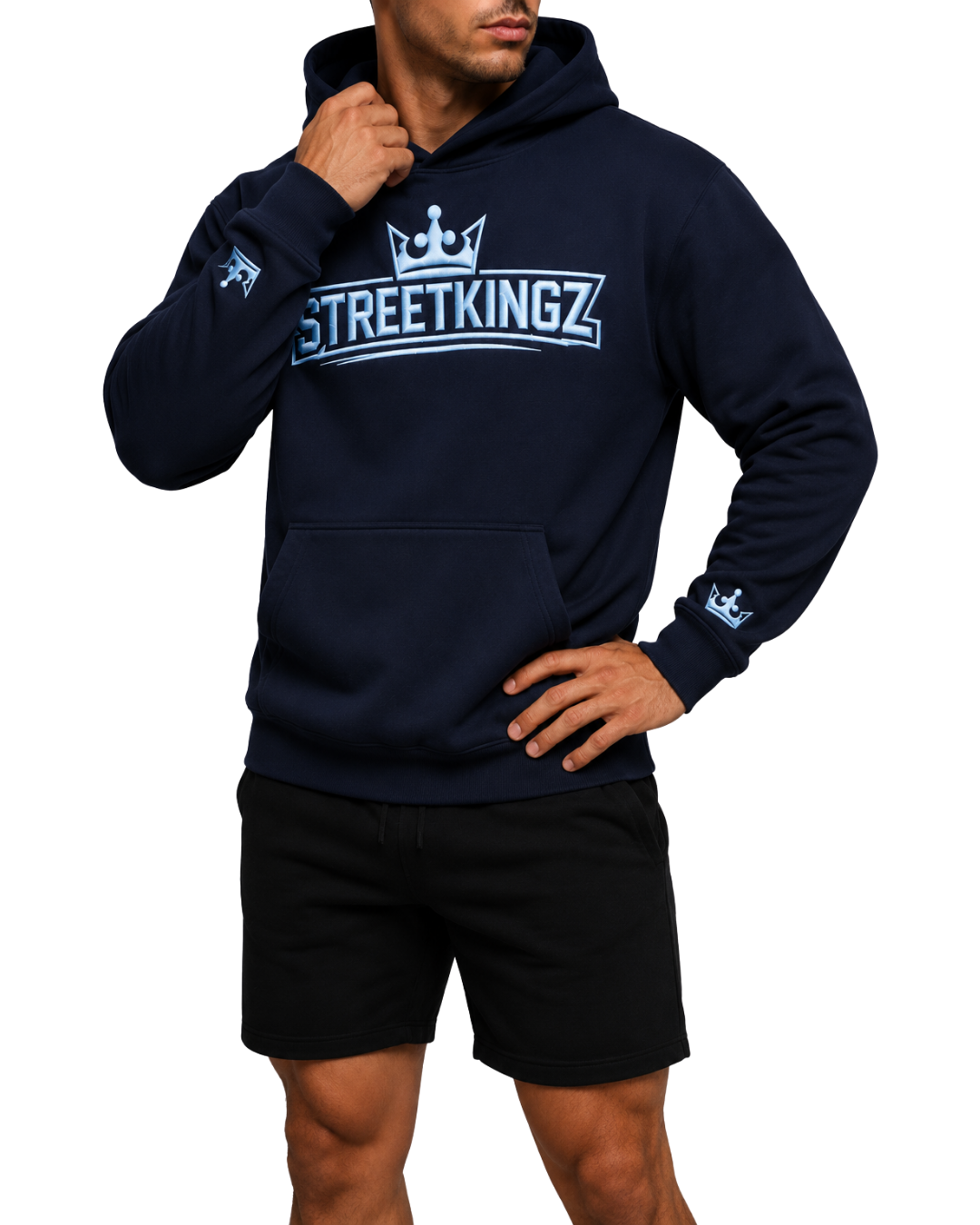 StreetKingz Hoodie — Navy / Baby Blue Embroidery