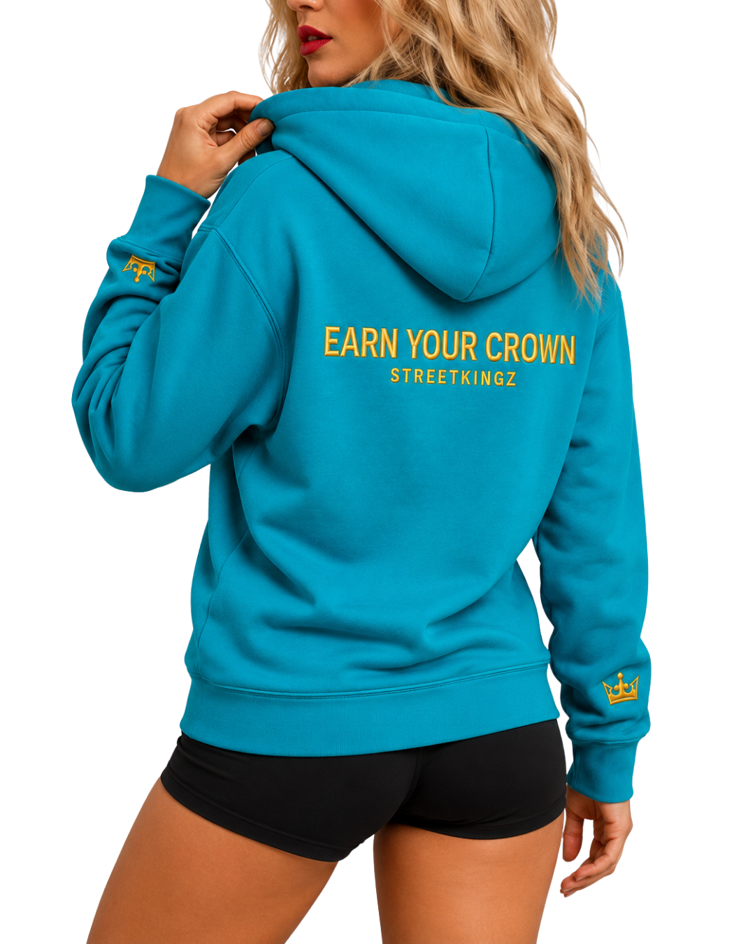 StreetKingz Hoodie — Turquoise / Gold Embroidery