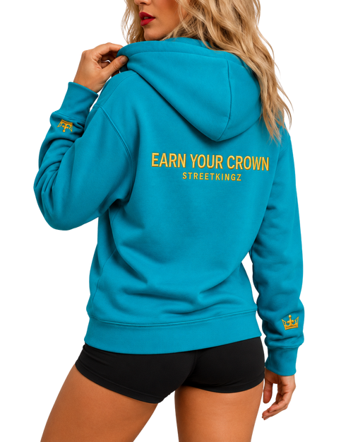 StreetKingz Hoodie — Turquoise / Gold Embroidery
