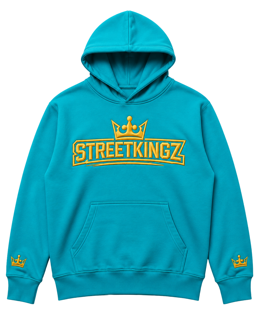 StreetKingz Hoodie — Turquoise / Gold Embroidery