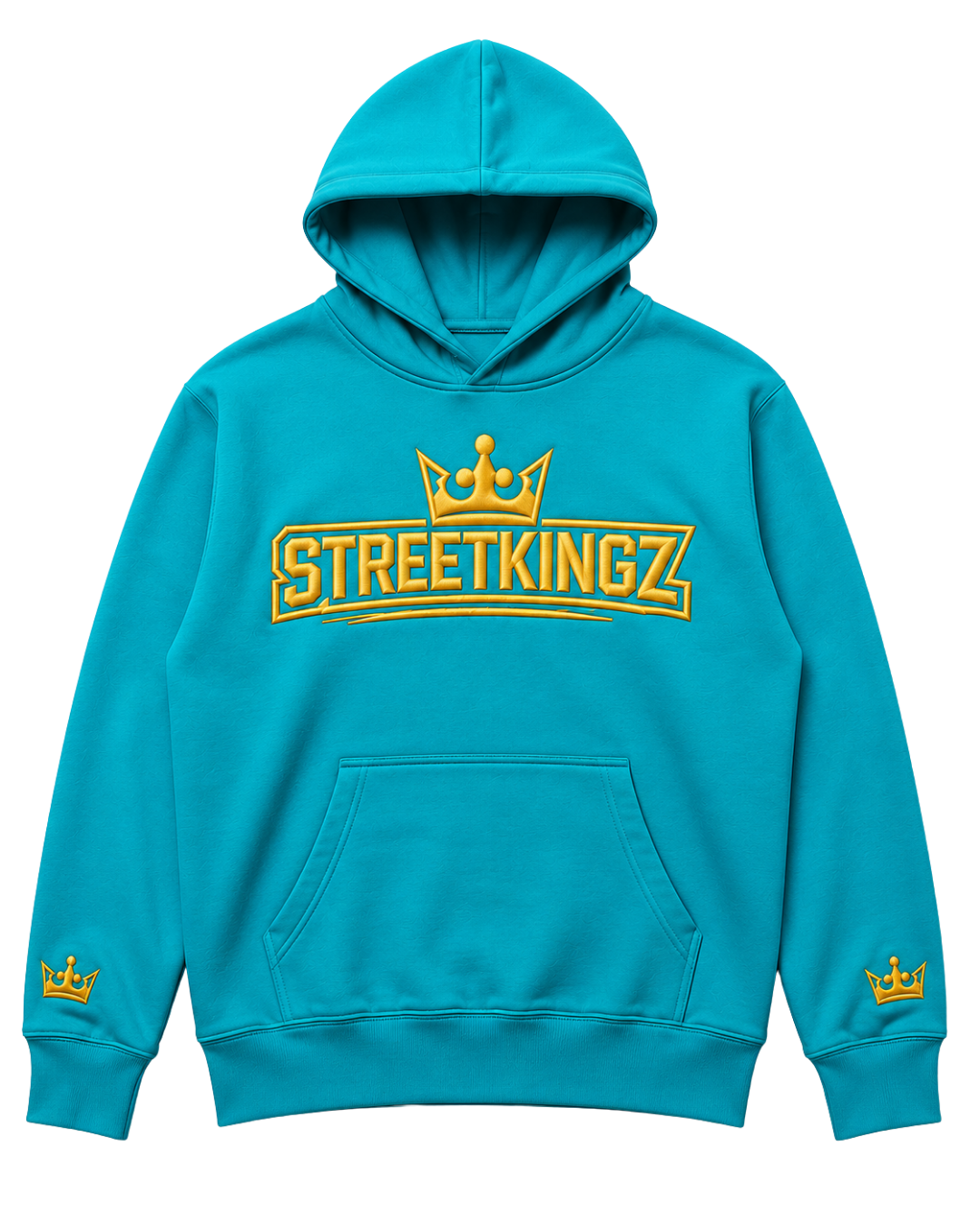 StreetKingz Hoodie — Turquoise / Gold Embroidery