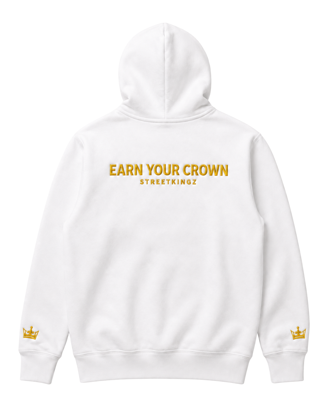 StreetKingz Hoodie — White / Gold Embroidery